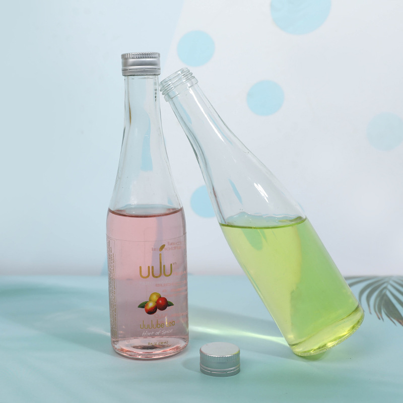 新款小饮料瓶矿泉水瓶创意果酒瓶透明饮料瓶果汁玻璃瓶