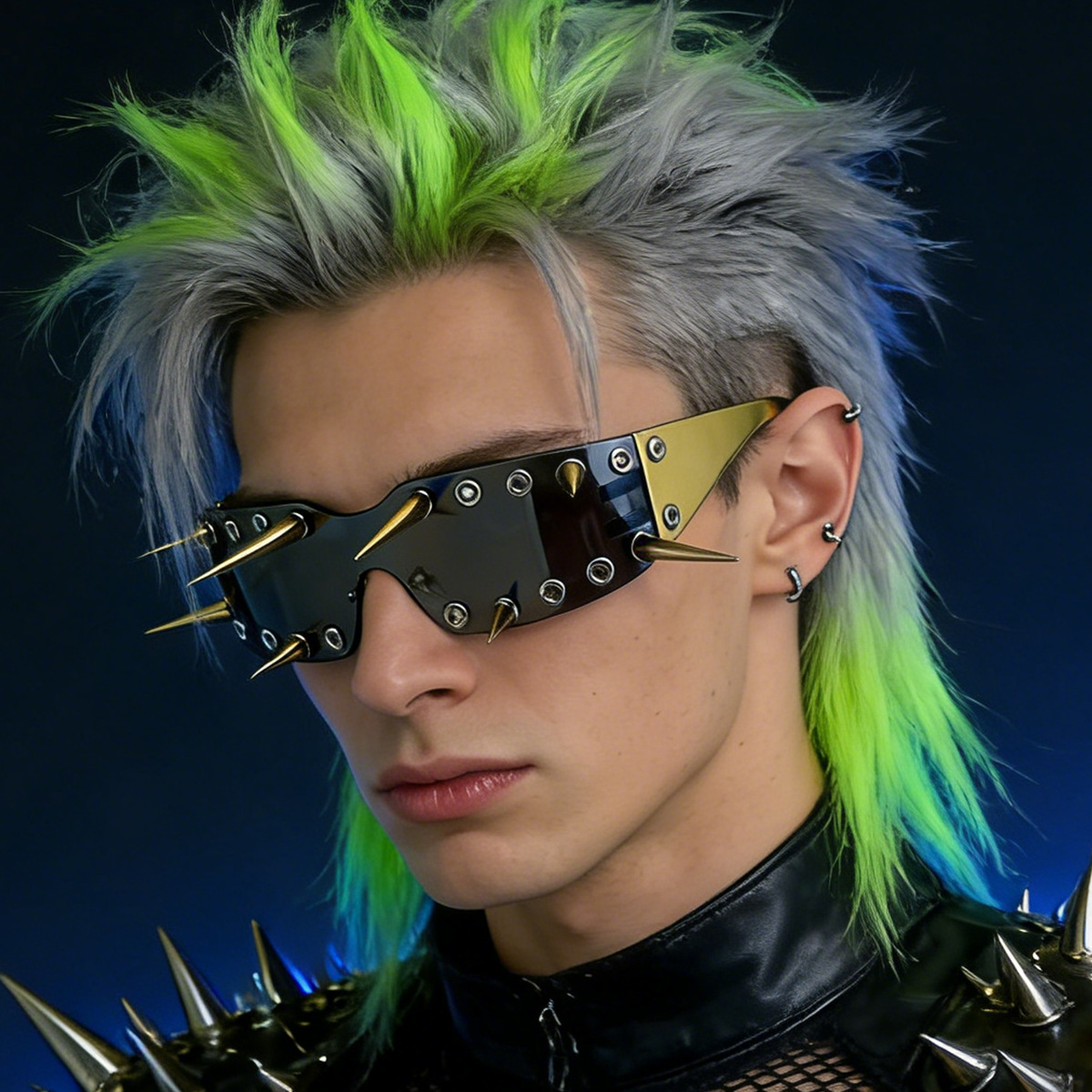 Punk Üslubunda Qara Eynək, Çərçivəsiz Rivet Dizaynlı