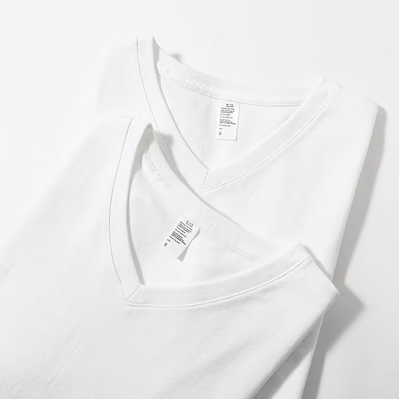 Men's Clothing Men's Solid Color V-Neck T-Shirt Short Sleeve Style Thin Casual Base Layer Top For Summer Trendy Simple_viptrois.com