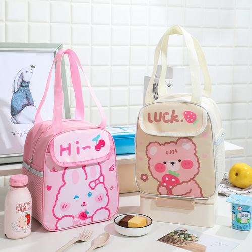 Cartoon lunch box bag, portable insulated lunch bag, student lunch bag, lunch bag for outing, cute flip-top lunch bag