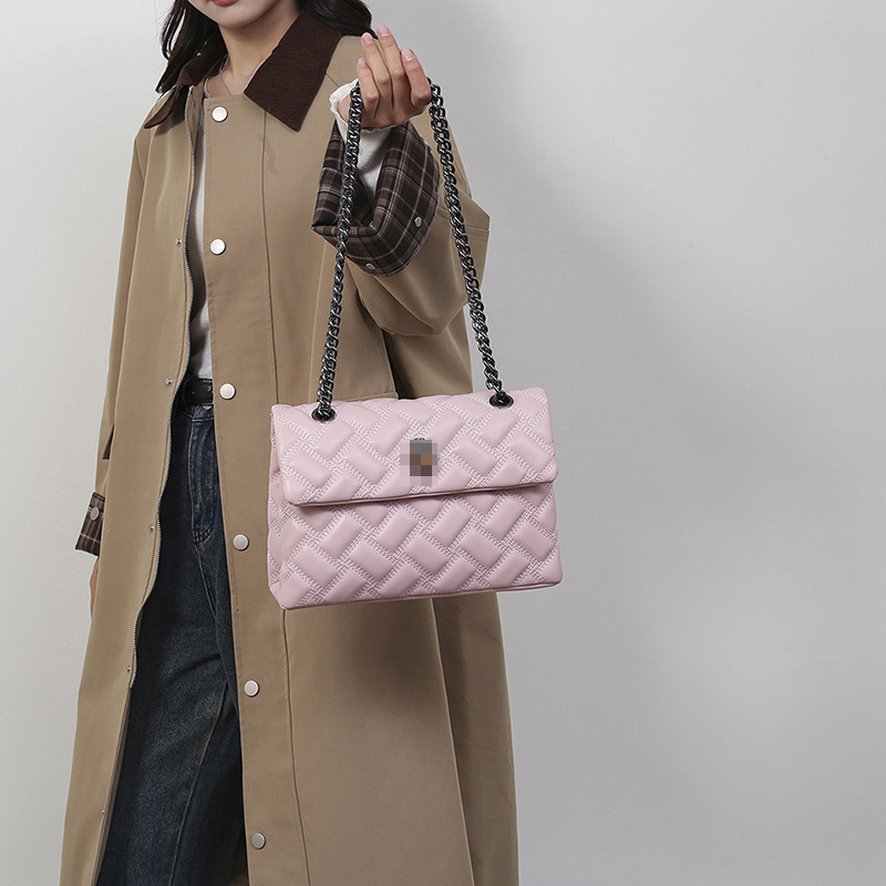 Bolso de mujer de pu transfronterizo nuevo estilo cadena de rombos de gran capacidad bolso cuadrado pequeño estilo europeo y americano tendencia de moda bolso de mensajero