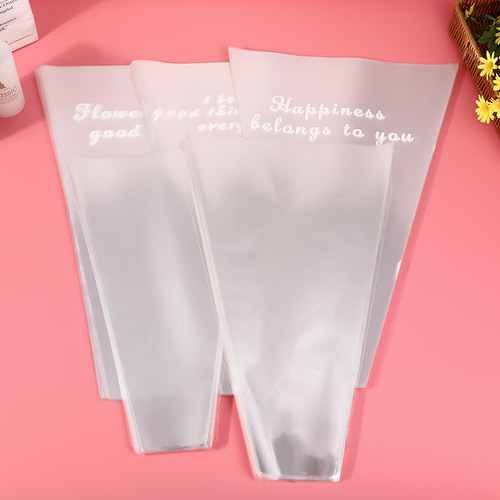 Wholesale transparent printed multiple bags of roses and lilies flower packaging bagging single transparent bouquet packaging