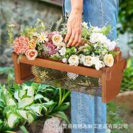 跨境铁木果蔬收纳筐家用蔬菜整理筐厨房蔬菜水果沥水篮实木蔬菜筐