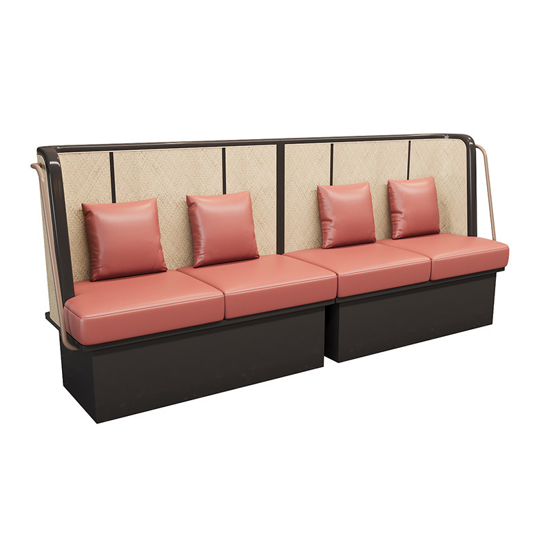 Customizado nuevo estilo chino de cocina Hunan hot pot mesas y sillas combinaciones comerciales de madera maciza tela de caña cartelera sofá fábrica al por mayor