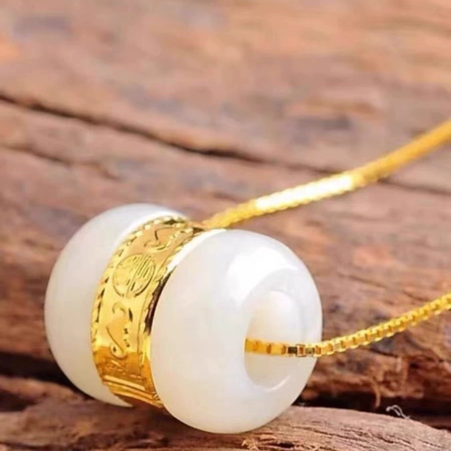 Производители прямые инкрустированные золотом нефритом И Tian Yu Road Tong кулон Белое золото Мода Мужчины и женщины кулон