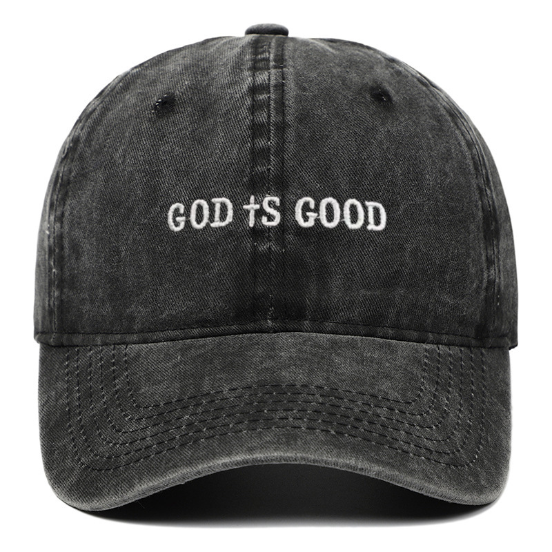Amazon God Is Good Embroidered Washed Baseball Cap Men's European and American Trendyy Harry Potter Retro Peaked Cap