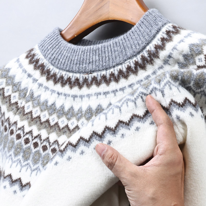 Outlet Clearance Pure Cashmere Sweater Men's Half-High Round Neck Thickened Warm Knitwear Young and Middle-Aged Casual Sweater