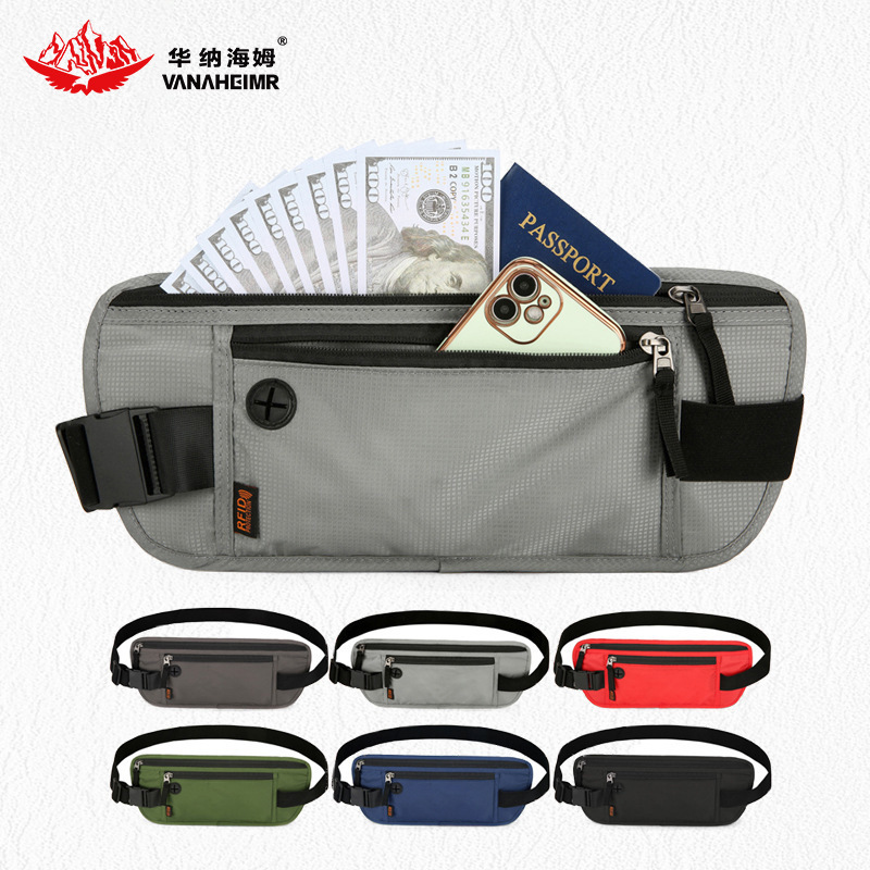 Warner Haim Waist Bag Amazon Cross-Border Outdoor Large-Capacity Close-Fitting Mobile Phone Bag Multi-Functional Casual Id Card Holder