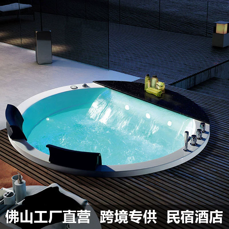 Круглая ванна, встраиваемая двойная ванна для дома, большая ванна с гидромассажем и водопадом, интеллектуальная ванна с поддержанием постоянной температуры