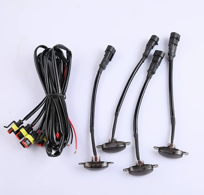 Car net 4LED small yellow light Raptor grille modified LED decorative light pickup more haze light warning light (Other lights) - black-shell-yellow-light-one-drag-four-hot-selling