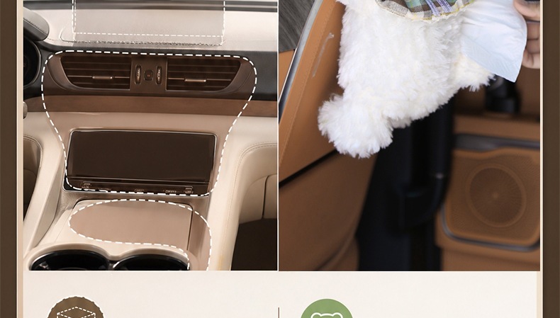 Creative and cute plush car tissue bag, hanging tissue box for car, plush hanging tissue bag