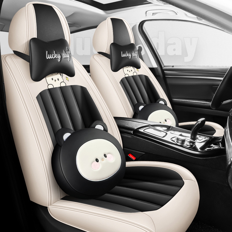 2025年卡通小熊分体头皮汽车座垫四季适用凌度ID3速腾宝莱通用套