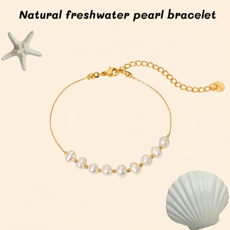 Natural Freshwater Pearl Stainless Steel Bracelet Bracelet Jewelry Women's Gift Pvd Electroplated 18K Gold Chain Bracelet