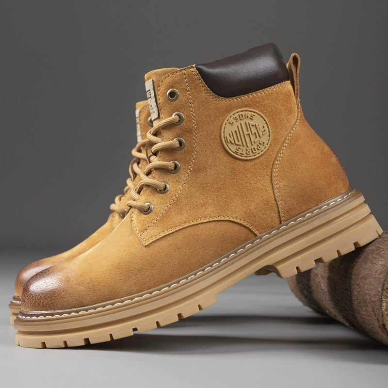мужские ботинки, новинка 2025, модные кожаные ботинки, парные ботинки, мужская и женская уличная рабочая одежда, ботинки из ревеса, хлопковая обувь на флисовой подкладке