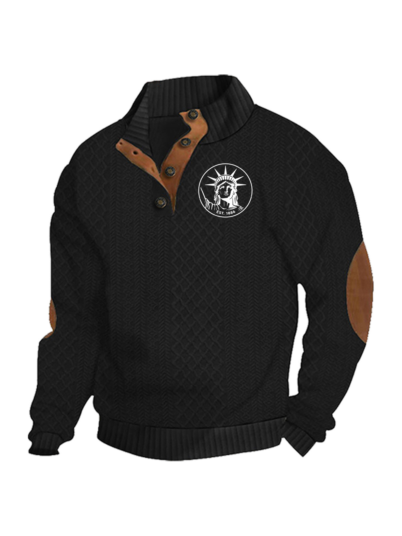 Transfronterizos Amazon otoño invierno caliente tamaño europeo para hombres al aire libre imitación de cuello de manga larga impresa hoodie de tres botones