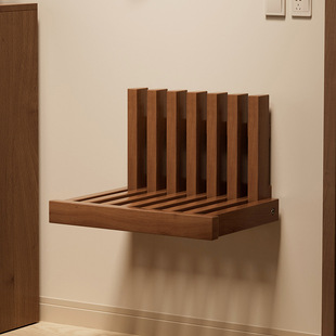 Solid Wood Wall Shoe Changing Stool Seatable at Door Entrance Shoe Wearable Stool After Closing Door Folding Stool Extremely Narrow Not Occupying Land
