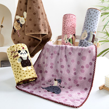 卡通刺绣小熊毛巾珊瑚绒柔软吸水速干洗澡擦脸巾勾边印花毛巾批发