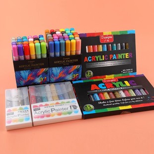 Guangna 48 color acrylic marker pen set waterproof ceramic painting stone graffiti painting pen water-based marker pen