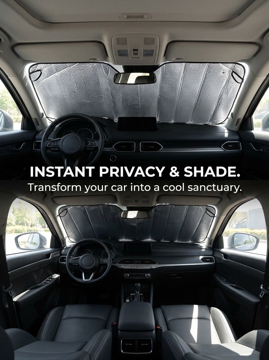 Thickened aluminum film car front sunshade for hatchbacks, specialized for sun protection, heat insulation, and rain protection