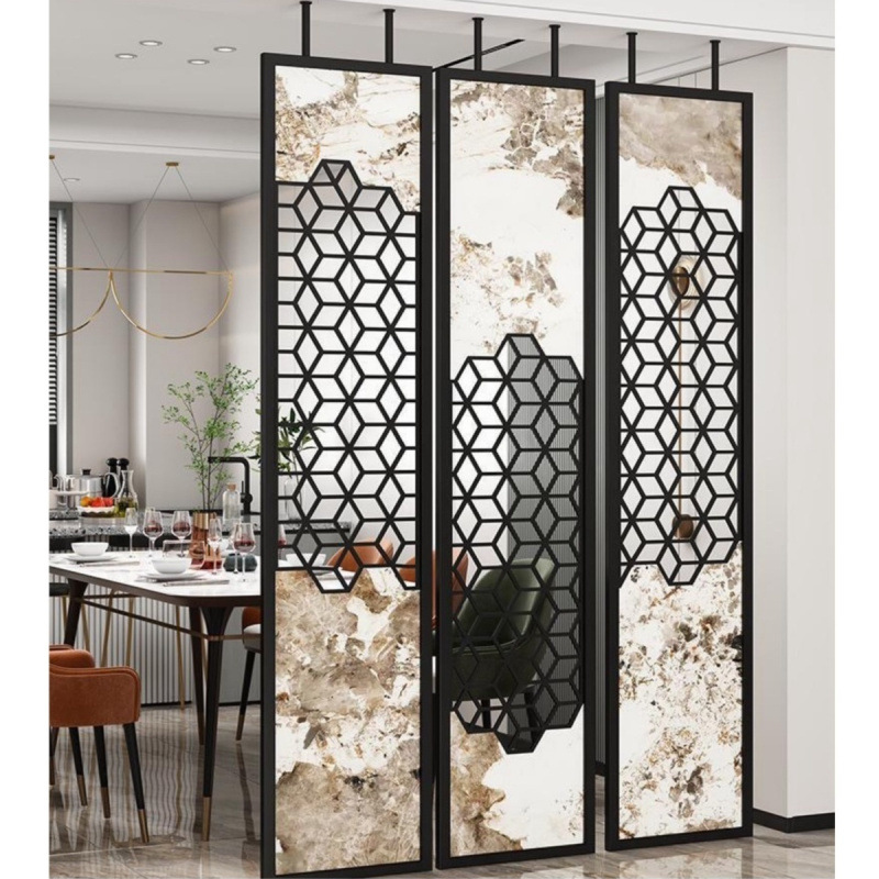 Modern Simple Light Luxury Hollow Entrance Facing the Entrance Door Stainless Steel Screen Living Room Blocking
