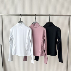 91907秋季长袖瑜伽服女裸感运动立领半拉链速干网球服健身长袖T恤
