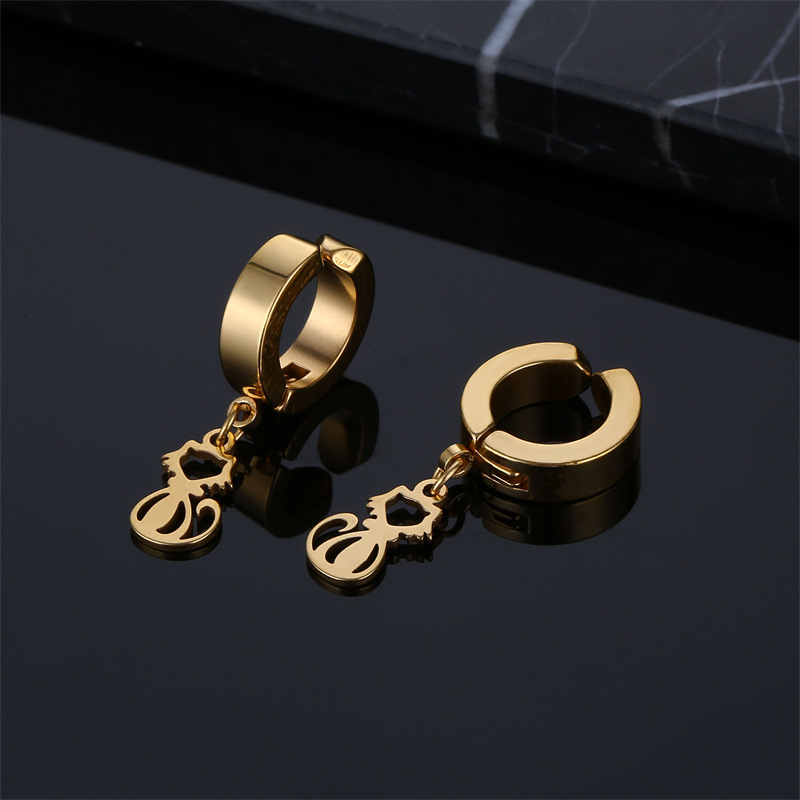 1 Piece Simple Style Cat Plating Stainless Steel Drop Earrings display picture 2