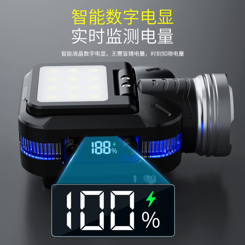 Nuevo transfronterizo USB cargar mini zoom faro de inducción multifuncional COB camping faro de luz fuerte al aire libre