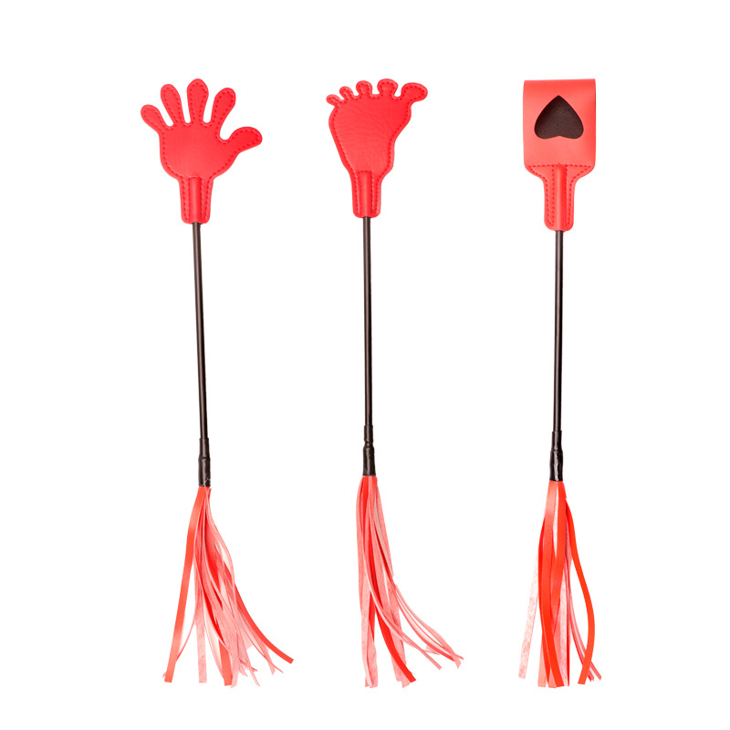 Leather Tassel Hand-Held Whip, Black Leather Paddle for Adult Sensory Play — detail image 4