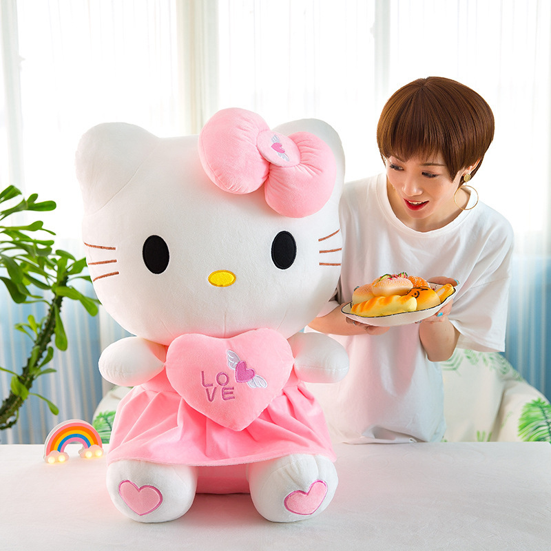 经典KT猫毛绒玩具凯蒂猫公仔抱心天使kt猫娃娃少女心生日礼物批发|undefined