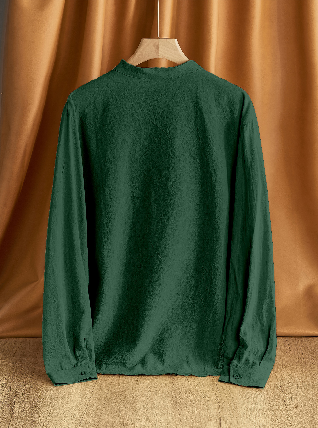 Camicia uomo casual in lino con maniche lunghe e collo coreana_voghion.com