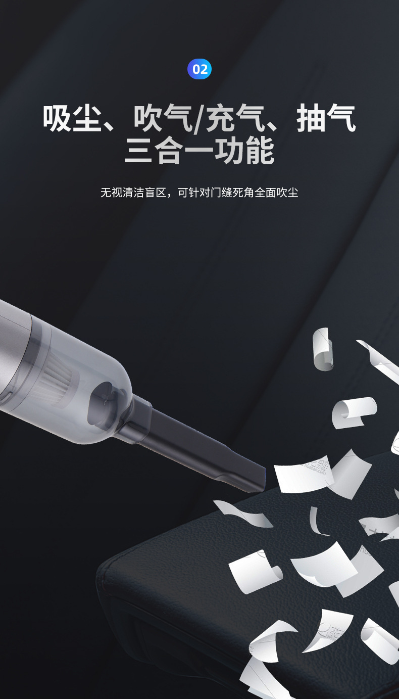 Cross-border car vacuum cleaner wireless handheld charging portable dust collector car home dual-use large suction cleaning dust blower