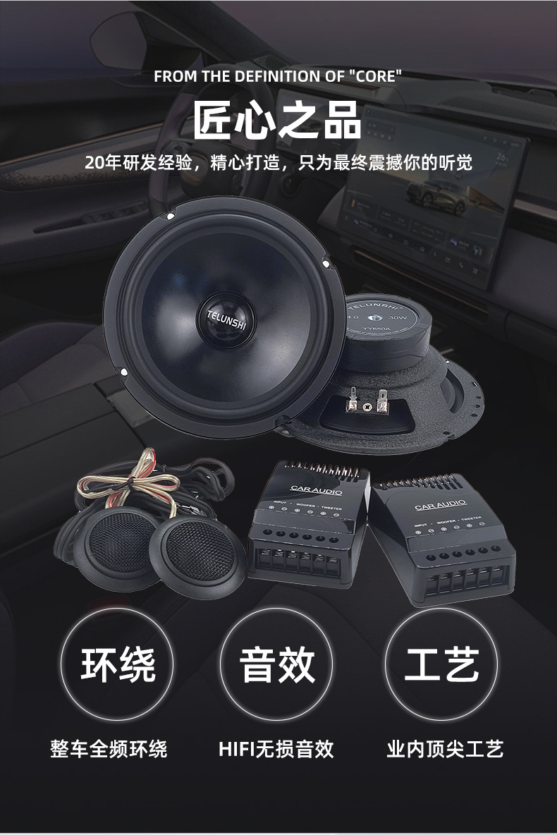 Source Factory Two-Way Speaker Set Car Audio Speaker 6.5inch Two-Way Full-Range Tweeter Speaker