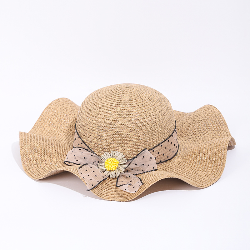 Women's Simple Style Color Block Wide Eaves Straw Hat display picture 4