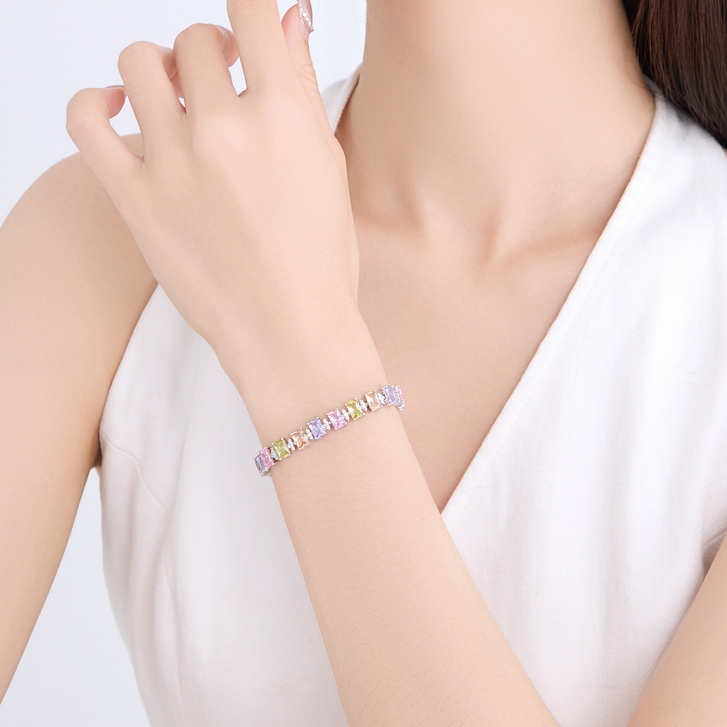 Pulsera Cuadrada con Diamantes de Aleación de Cobre, Galvanizada, para Mujeres image 4