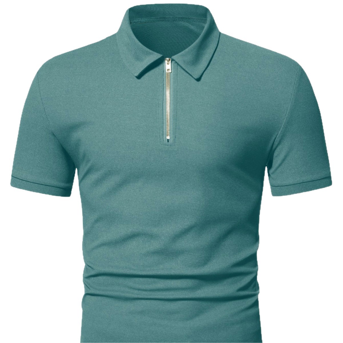 Europa y América comercio exterior transfronterizo hombre deportivo de verano camiseta de acondicionamiento físico con solapa de manga corta con media cremallera camiseta polo