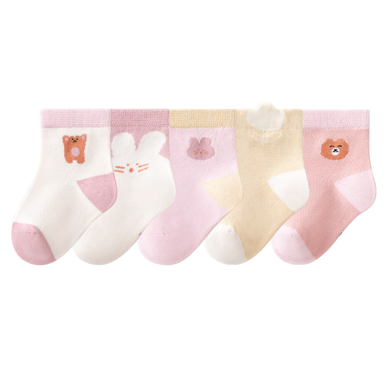 Calcetines para Bebé, Verano 2025, Tipo Malla Delgada, Algodón Tipo A, Calcetines sin Costuras con Dibujos Animados para Niñas Recién Nacidas