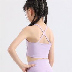 Cross-border summer girl children double-layer anti-embarrassing short-style beautiful back girl children yoga tops sports bras running dancing