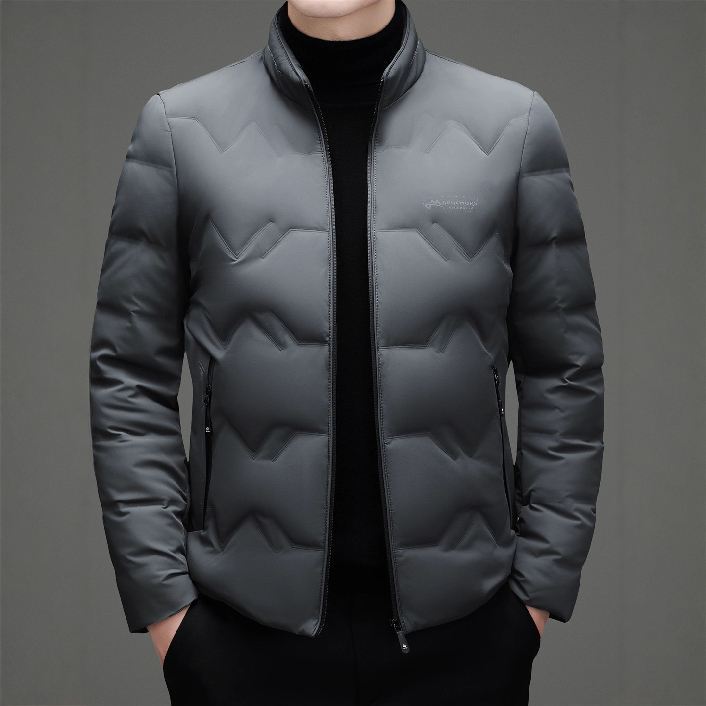 Winter Stand-Up Collar down Jacket Men's Lightweight Zipper Bread Jacket Casual Young and Middle-Aged Men's down Jacket Business