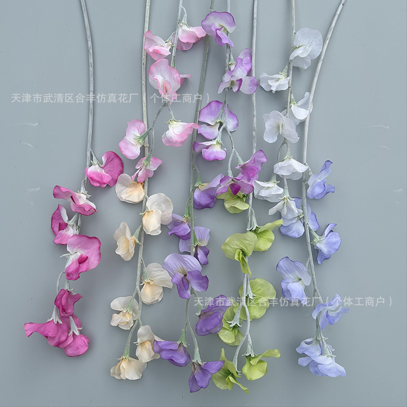 7 Heads of Pea Flowers Wedding Hall Home Decoration Fake Flowers Wedding Road Guide Arch Props Flowers Artificial Flowers Wholesale