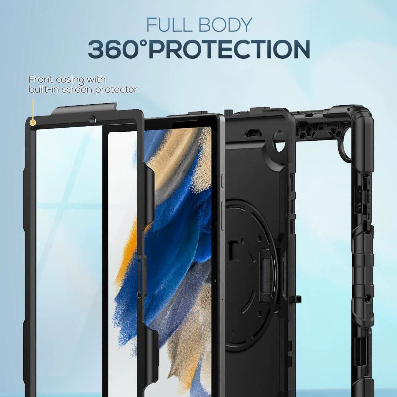 Подходит для Samsung S9 планшета защитная крышка А8 анти-падение 360-градусный ротор S8 кожаный чехол A9+трёх-защитный кронштейн