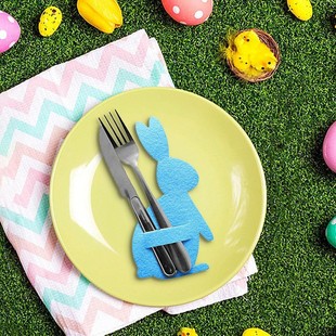 Easter Bunny Tableware Knife and Fork Bag Bunny Knife and Fork Tableware Set Happy Easter Decoration