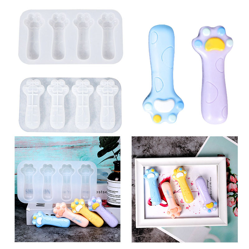億興製品滴膠模具4連貓爪棒棒栽硅膠模具裝飾樹脂模具磨具diy飾品