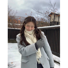 韩国东大门oun*ce气质简约英伦风单排扣高质感西装大衣外套女