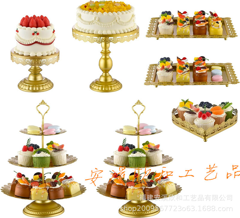 Creativo estilo europeo oro hueco estante de pastel de boda props mesa de postres decoración de postres tienda de postres refrigerio combinación de estante de pastel