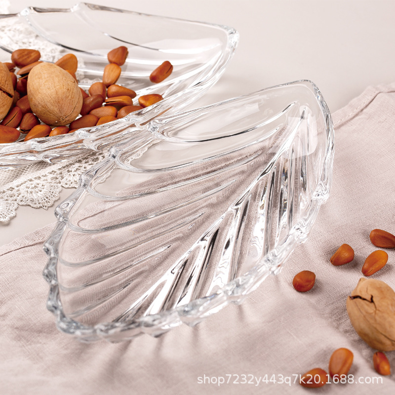 Langxu plato de vidrio de tamaño pequeño plato de postre KTV bar hogar snack plato de hueso ins estilo taza y platillo traje