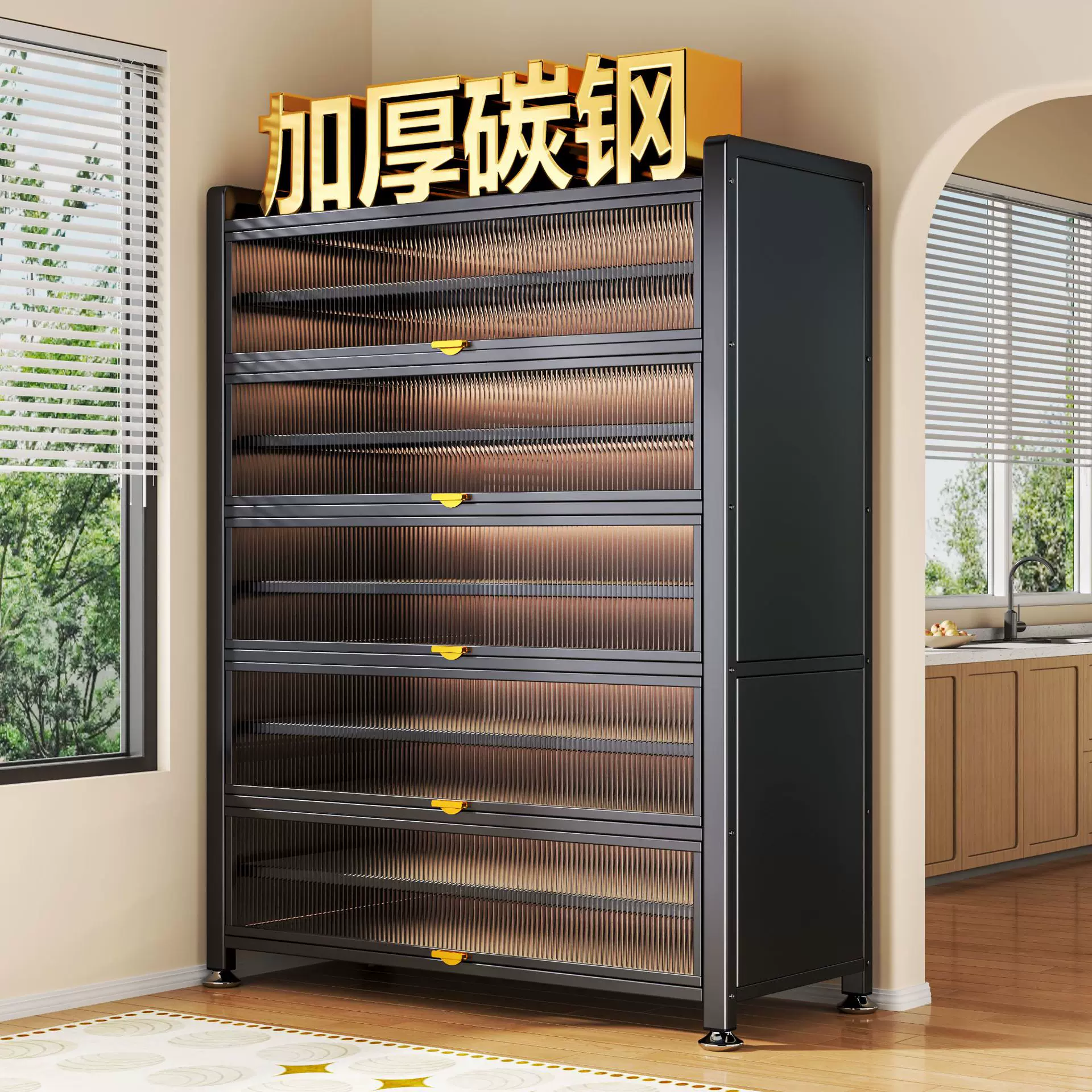 钢制鞋柜新款家用防尘大容量入户玄关收纳储物柜置物一体靠墙鞋架