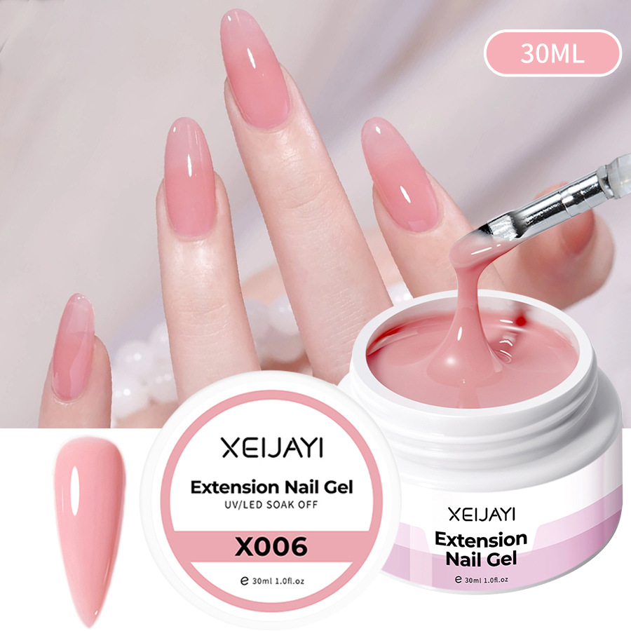 Pegamento de esmalte de uñas al por mayor Poly Gel Crystal pegamento de extensión 30ml pegamento de fototerapia bandeja sin papel Jelly Glue para salón de uñas