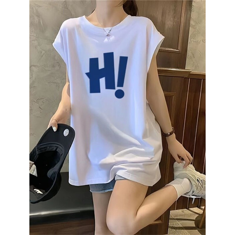 Cotton Sports Vest White Sleeveless T-Shirt Tank Top for Women, Summer Loose Mid-Length Trendy Casual Cover-Up Top Cotton Sports Vest White Sleeveless T-Shirt Tank Top for Women, Summer Loose Mid-Length Trendy Casual Cover-Up Top