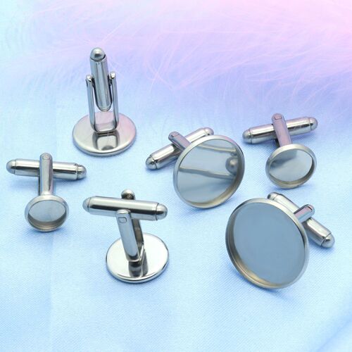 Manufacturer wholesale stainless steel French cufflinks welded round multi-specification time gem base clothing metal accessories