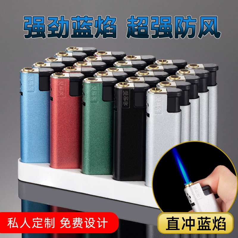 Высококачественная металлическая прямая ветрозащитная Зажигалка оптом Толстая Взрывозащищенная рекламная Зажигалка на заказ для печати логотипа
